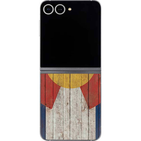 Colorado Flag Dark Wood Galaxy Z Flip6 Skin
